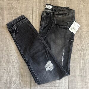 New With Tag Free People Coal Miners Wash Jeans Distressed Size 28